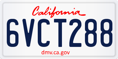 CA license plate 6VCT288