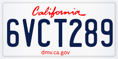 CA license plate 6VCT289
