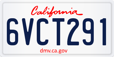 CA license plate 6VCT291