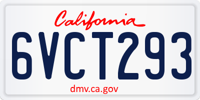 CA license plate 6VCT293