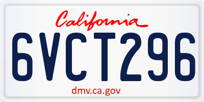 CA license plate 6VCT296
