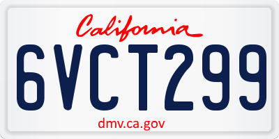 CA license plate 6VCT299