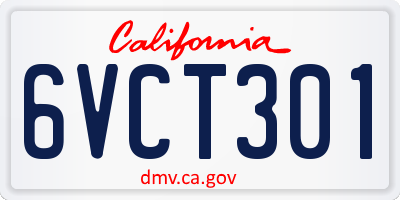 CA license plate 6VCT301