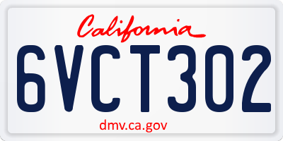 CA license plate 6VCT302