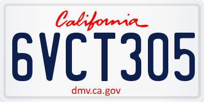 CA license plate 6VCT305