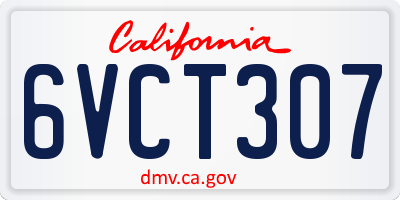 CA license plate 6VCT307