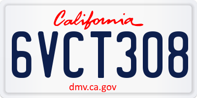 CA license plate 6VCT308