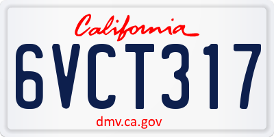 CA license plate 6VCT317
