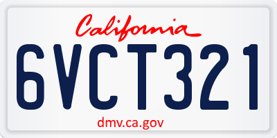 CA license plate 6VCT321