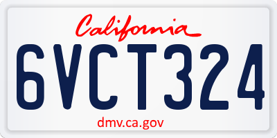 CA license plate 6VCT324
