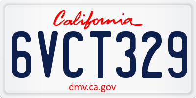 CA license plate 6VCT329