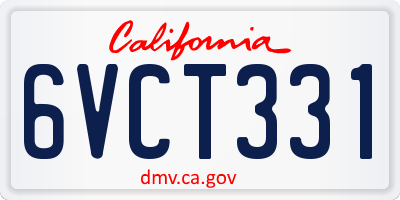 CA license plate 6VCT331