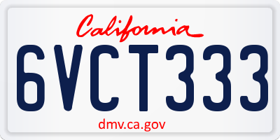CA license plate 6VCT333