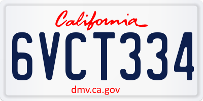 CA license plate 6VCT334