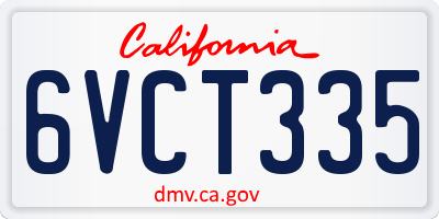 CA license plate 6VCT335