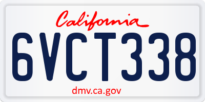 CA license plate 6VCT338