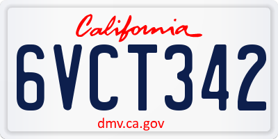 CA license plate 6VCT342
