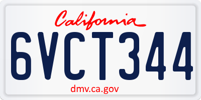 CA license plate 6VCT344