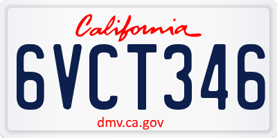 CA license plate 6VCT346