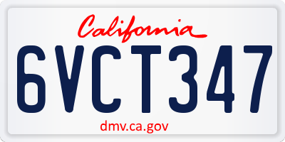 CA license plate 6VCT347