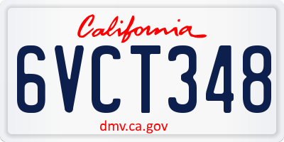 CA license plate 6VCT348