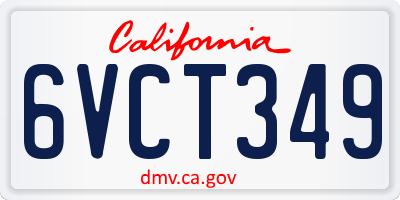CA license plate 6VCT349
