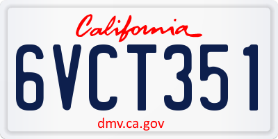 CA license plate 6VCT351