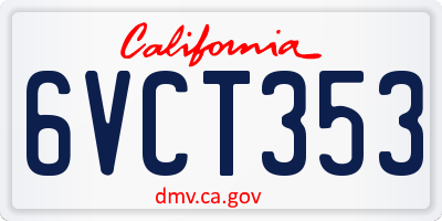CA license plate 6VCT353
