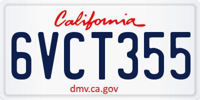 CA license plate 6VCT355