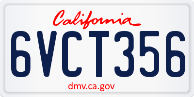 CA license plate 6VCT356