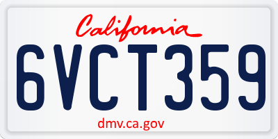 CA license plate 6VCT359