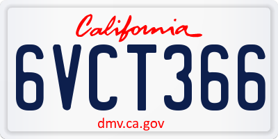 CA license plate 6VCT366