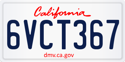 CA license plate 6VCT367