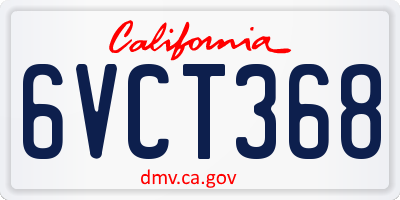 CA license plate 6VCT368