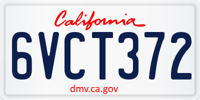 CA license plate 6VCT372