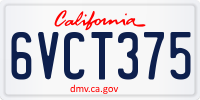 CA license plate 6VCT375