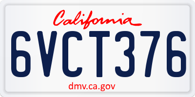 CA license plate 6VCT376