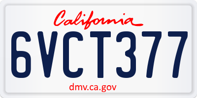 CA license plate 6VCT377