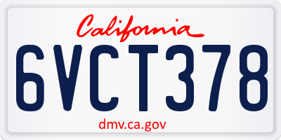 CA license plate 6VCT378