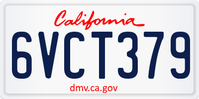 CA license plate 6VCT379