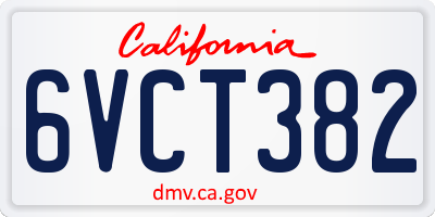 CA license plate 6VCT382