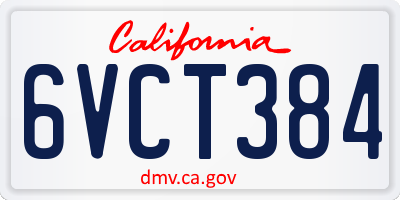 CA license plate 6VCT384