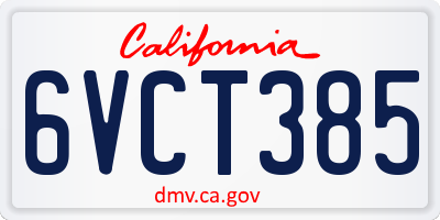 CA license plate 6VCT385