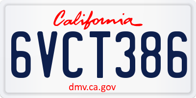CA license plate 6VCT386