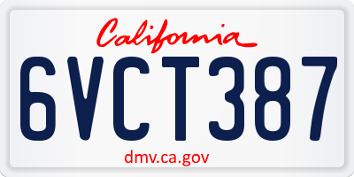 CA license plate 6VCT387