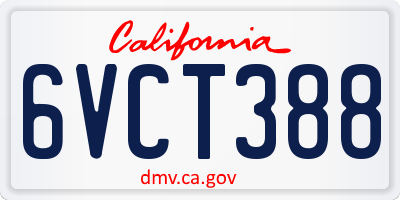 CA license plate 6VCT388
