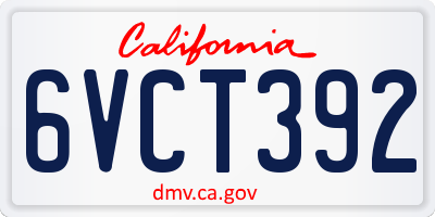 CA license plate 6VCT392