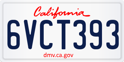 CA license plate 6VCT393
