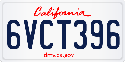 CA license plate 6VCT396