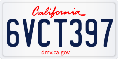 CA license plate 6VCT397